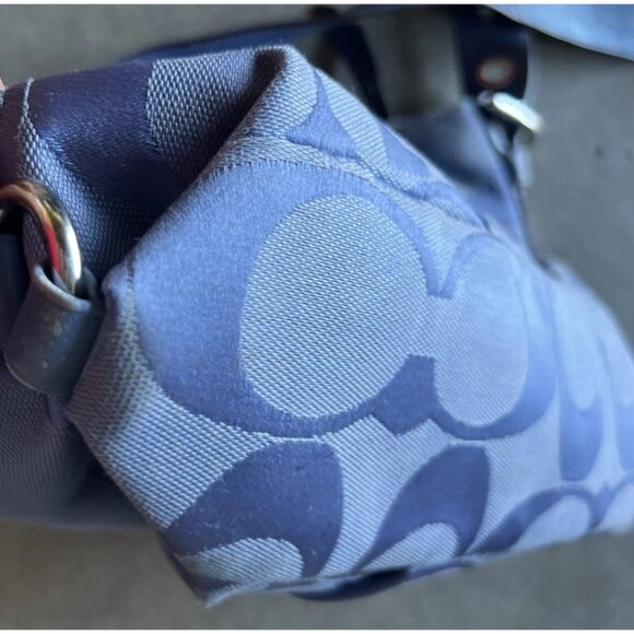 Vintage Coach Blue Carly Women’s Handbag Purse Bag Signature Print Canvas F15068 - Picture 8 of 16